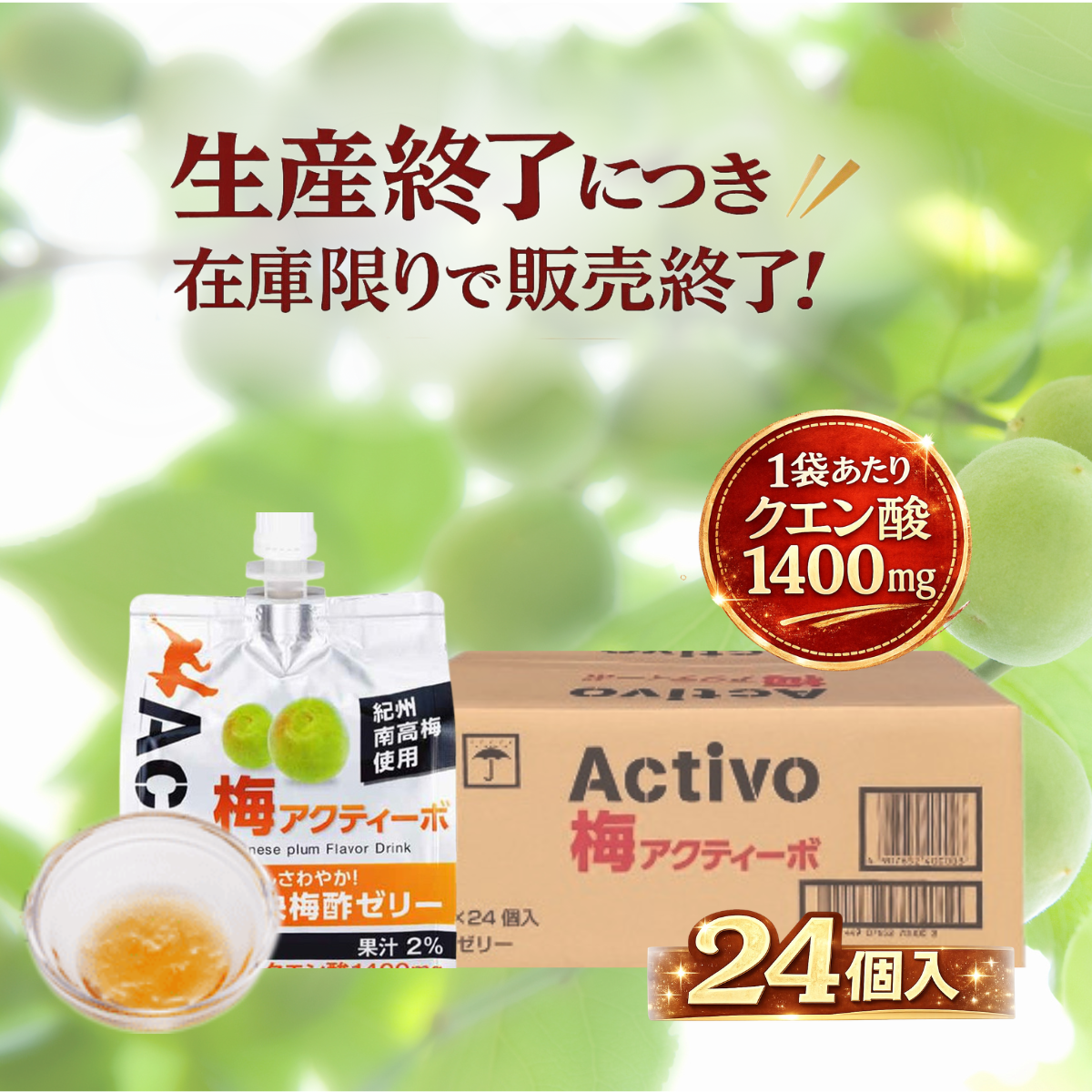 梅アクティーボ１箱２４個入り ※本商品は生産終了となっております。在庫なくなり次第終了です。